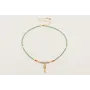 Collar ORO18K con bolas piedra verde opaco,colgant