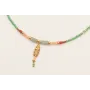 Collar ORO18K con bolas piedra verde opaco,colgant