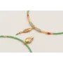 Collar ORO18K con bolas piedra verde opaco,colgant