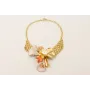 Collar malla eslabones dorado mate con calas beige
