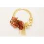 Collar completo aros entrelazados dorado mate con 