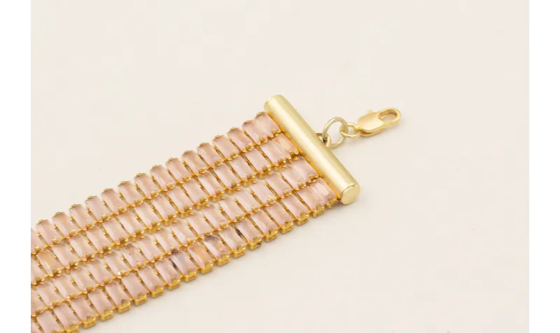 Pulsera 4 vueltas cadena de strass rectangular col