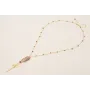 Collar cadena cristales marrones, eslabón jade gri
