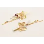 Pendientes perno daga con  flor dorada mate,burruñ