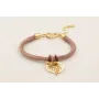 Pulsera seda rellena color gris con aritos de semi