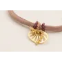 Pulsera seda rellena color gris con aritos de semi