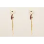 Pendientes perno flor esmaltada crema y negro con 