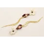 Pendientes perno flor esmaltada crema y negro con 