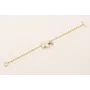 Pulsera cadena entrelazada 2 bolas dorado mate con