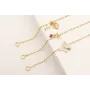 Pulsera cadena entrelazada 2 bolas dorado mate con