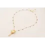 Collar cadena cristales marrones, colgante girasol