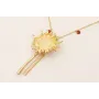 Collar cadena cristales marrones, colgante girasol