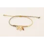 Pulsera de hilo por mitades dorado, verde,morado c