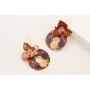Pendientes disco flores rosas y granates, flor gra