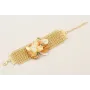 Pulsera malla con flor grande dorada mate, flor na