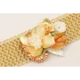Pulsera malla con flor grande dorada mate, flor na