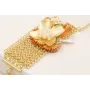 Pulsera malla con flor grande dorada mate, flor na