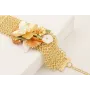 Pulsera malla con flor grande dorada mate, flor na