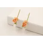 Pendientes perno palo dorado mate con hoja curvada
