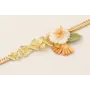 Pulsera cadena strass rectangular cristal, flores 