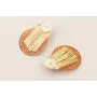 Pendientes florco dorado mate con flor nacar blanc