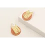 Pendientes florco dorado mate con flor nacar blanc