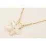 Collar cadena listones dorado mate con flor de nac