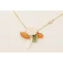 Collar hoja curva, flor, abanico todo de nacar con