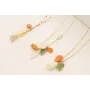 Collar hoja curva, flor, abanico todo de nacar con