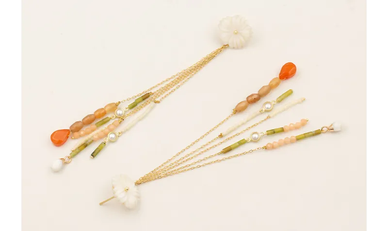 Pendientes fleco cadena eslabón pequeño dorado con