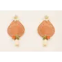 Pendientes flor esmalte natural crema, colgante lá