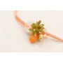 Pulsera hilo rosita con donut nacar, tubitos verde