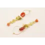 Pendientes aro pequeño, eslabón jade marrón, trio 