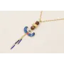 Collar esfinge egipcia esmalte azul, facetadas mar