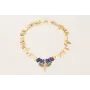 Collar cadena listones dorados mate con gotas lapí