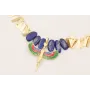 Collar cadena listones dorados mate con gotas lapí