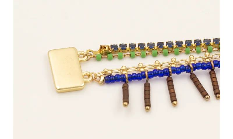 Pulsera pieza esfinge con tiras de cadena miyuki v