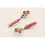 Pendientes perno flores esmaltadas marrón,turquesa