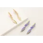 Pendientes hojas bicolor oro mate y beige con semi