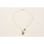 Collar colgante flores esmaltadas marrón y turques