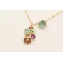 Collar colgante flores esmaltadas marrón y turques