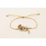 Pulsera hilo dorado con nudo serpiente y centro fl