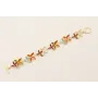 Pulsera flores dobles esmaltadas turquesa, teja, b