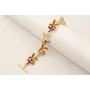 Pulsera flores dobles esmaltadas turquesa, teja, b