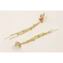Pendientes perno doble flor esmaltada turquesa y t