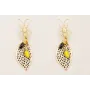 Pendientes perno insecto dorado mate, hoja piel ti
