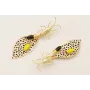 Pendientes perno insecto dorado mate, hoja piel ti