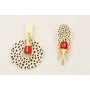 Pendientes escarabjo esmaltado rojo con piezas pie