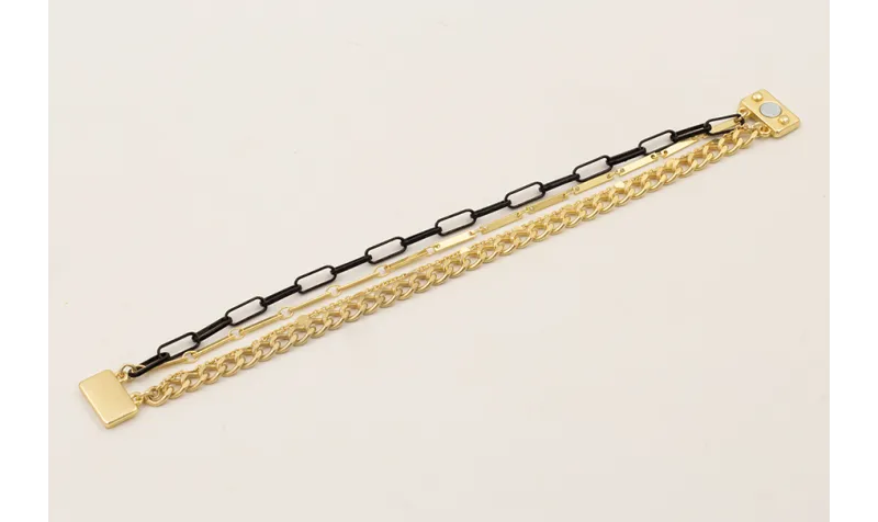 Pulsera cierre de imán rectangular dorado mate con