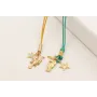 Collar cordón hilo dorado color turquesa con colga